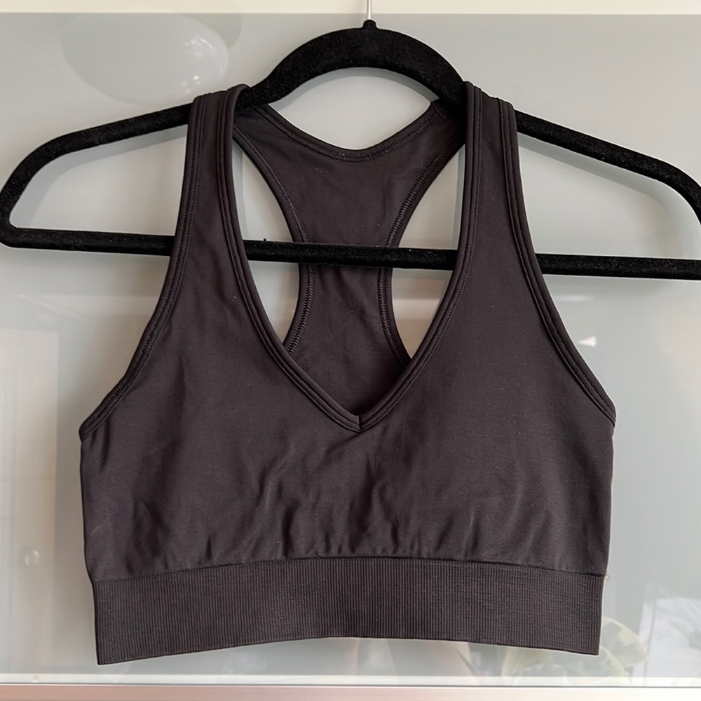 lululemon Ebb to Street V Neck Sports Bra in Black